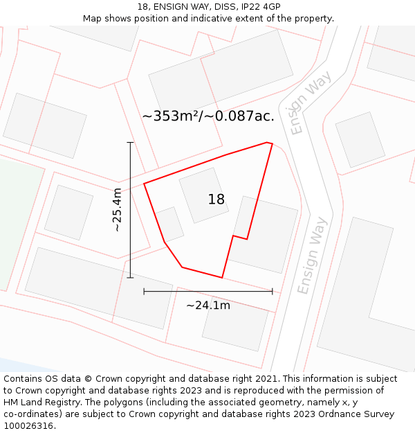 18, ENSIGN WAY, DISS, IP22 4GP: Plot and title map
