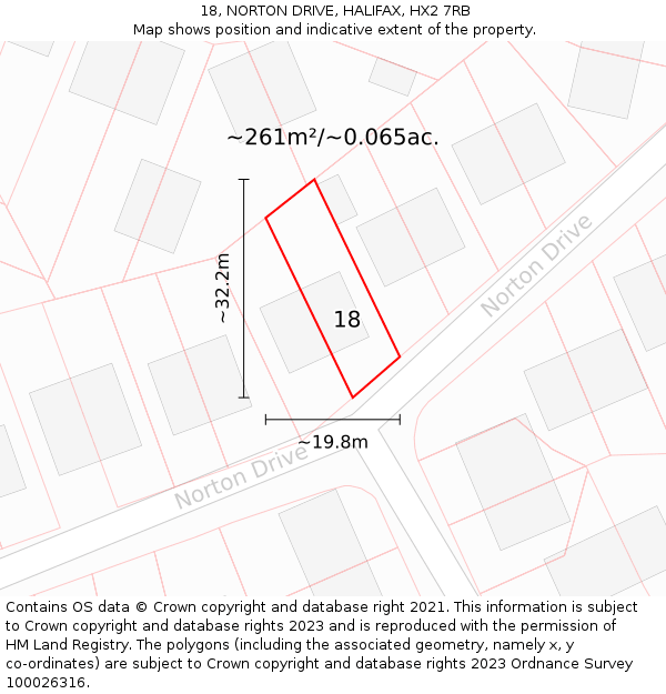 18, NORTON DRIVE, HALIFAX, HX2 7RB: Plot and title map