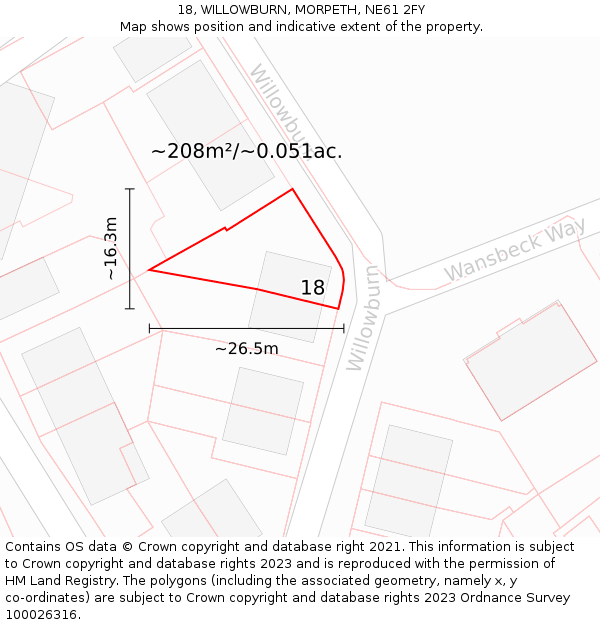 18, WILLOWBURN, MORPETH, NE61 2FY: Plot and title map