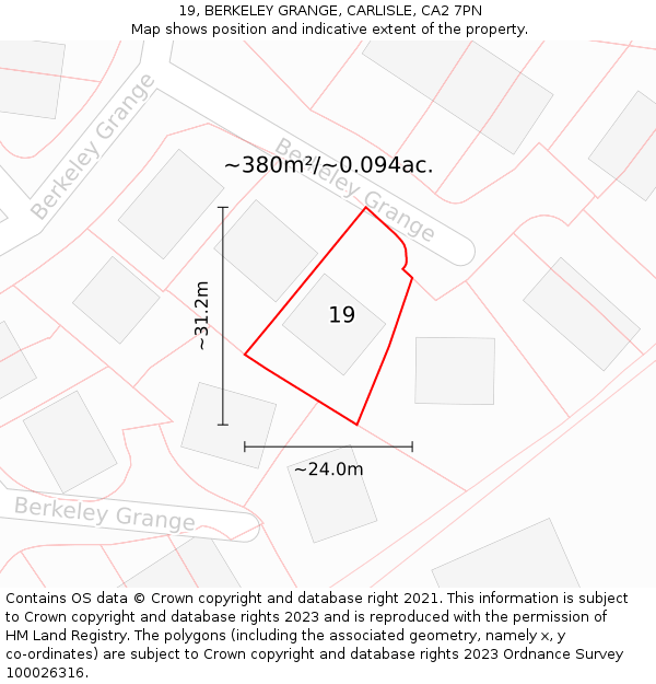 19, BERKELEY GRANGE, CARLISLE, CA2 7PN: Plot and title map