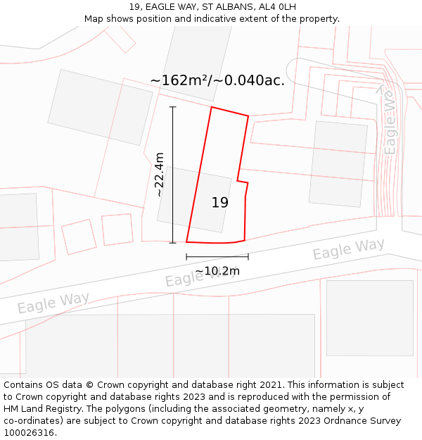 19, EAGLE WAY, ST ALBANS, AL4 0LH: Plot and title map