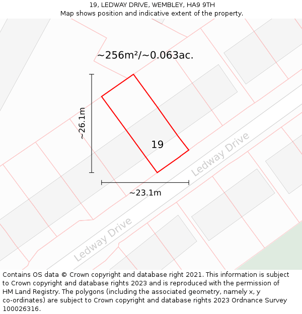 19, LEDWAY DRIVE, WEMBLEY, HA9 9TH: Plot and title map