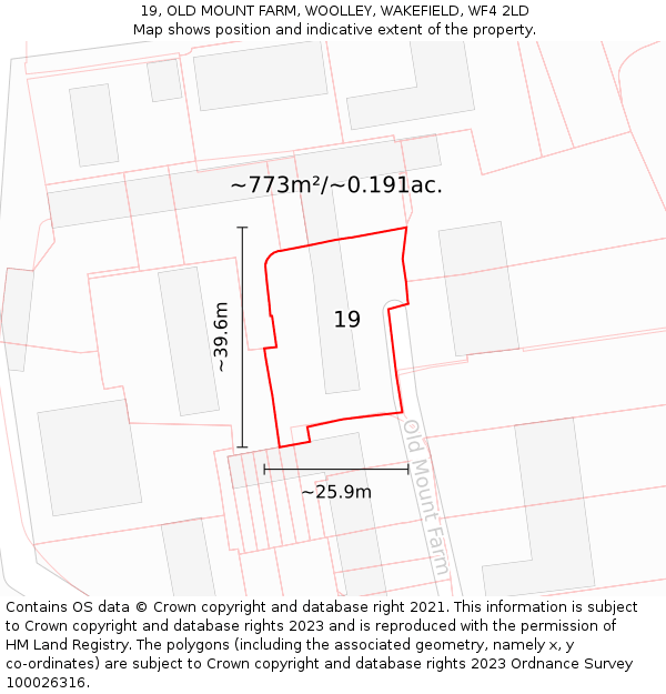 19, OLD MOUNT FARM, WOOLLEY, WAKEFIELD, WF4 2LD: Plot and title map