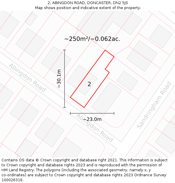 2, ABINGDON ROAD, DONCASTER, DN2 5JS: Plot and title map