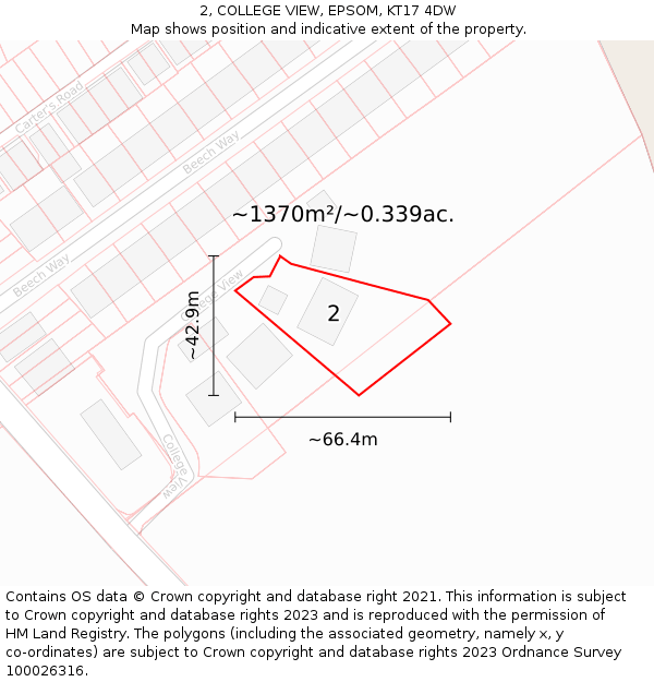 2, COLLEGE VIEW, EPSOM, KT17 4DW: Plot and title map