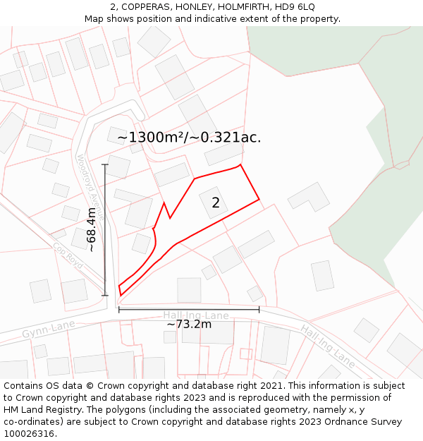 2, COPPERAS, HONLEY, HOLMFIRTH, HD9 6LQ: Plot and title map