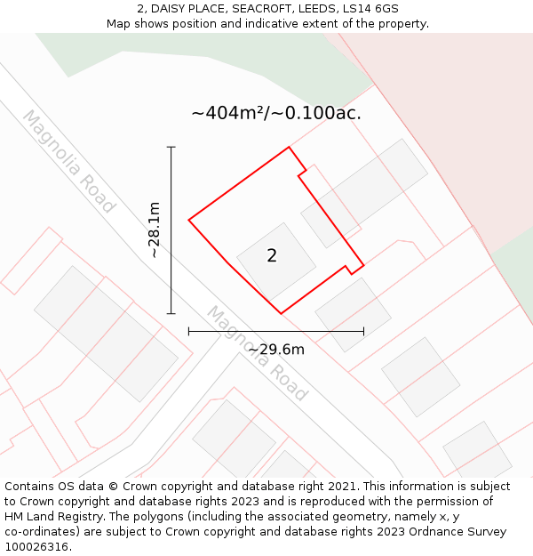 2, DAISY PLACE, SEACROFT, LEEDS, LS14 6GS: Plot and title map