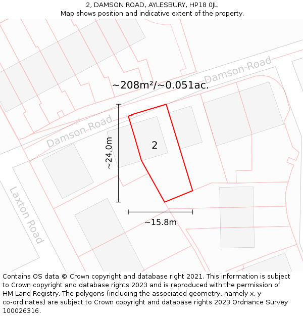 2, DAMSON ROAD, AYLESBURY, HP18 0JL: Plot and title map