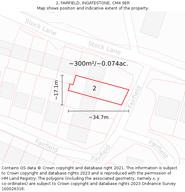 2, FAIRFIELD, INGATESTONE, CM4 9ER: Plot and title map