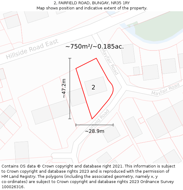 2, FAIRFIELD ROAD, BUNGAY, NR35 1RY: Plot and title map