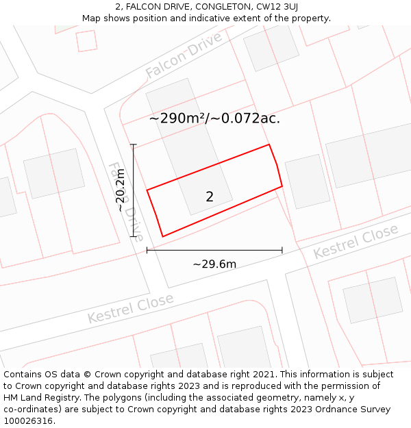 2, FALCON DRIVE, CONGLETON, CW12 3UJ: Plot and title map