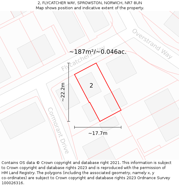 2, FLYCATCHER WAY, SPROWSTON, NORWICH, NR7 8UN: Plot and title map