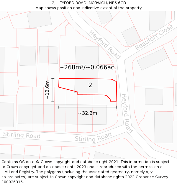 2, HEYFORD ROAD, NORWICH, NR6 6GB: Plot and title map