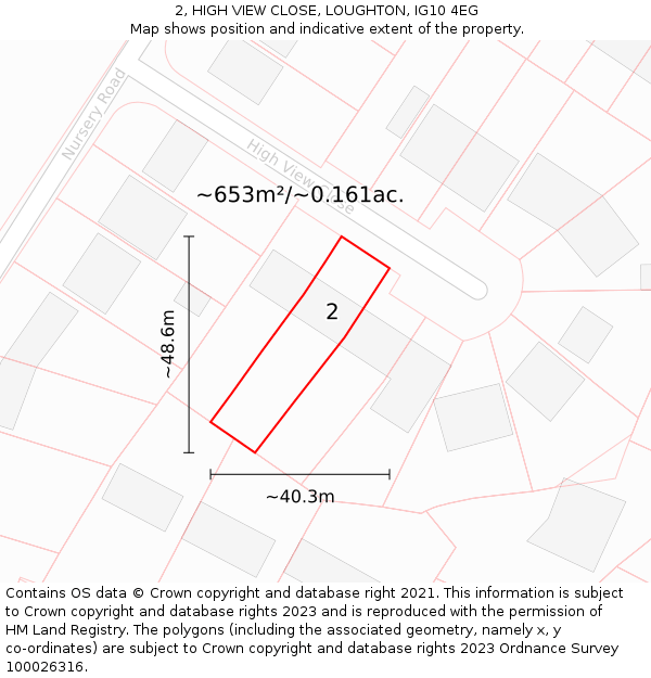 2, HIGH VIEW CLOSE, LOUGHTON, IG10 4EG: Plot and title map