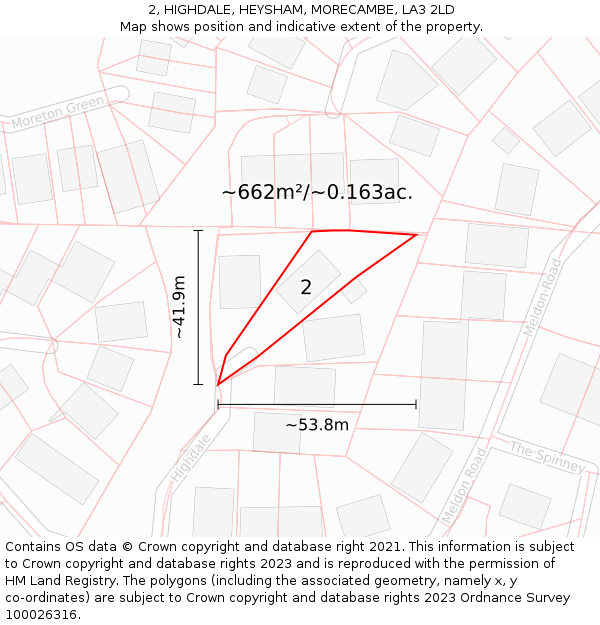 2, HIGHDALE, HEYSHAM, MORECAMBE, LA3 2LD: Plot and title map