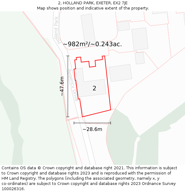 2, HOLLAND PARK, EXETER, EX2 7JE: Plot and title map