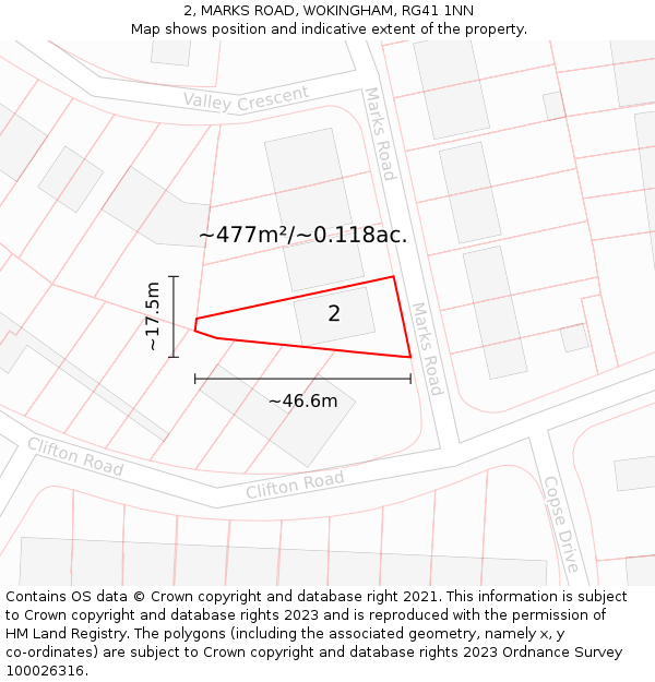 2, MARKS ROAD, WOKINGHAM, RG41 1NN: Plot and title map
