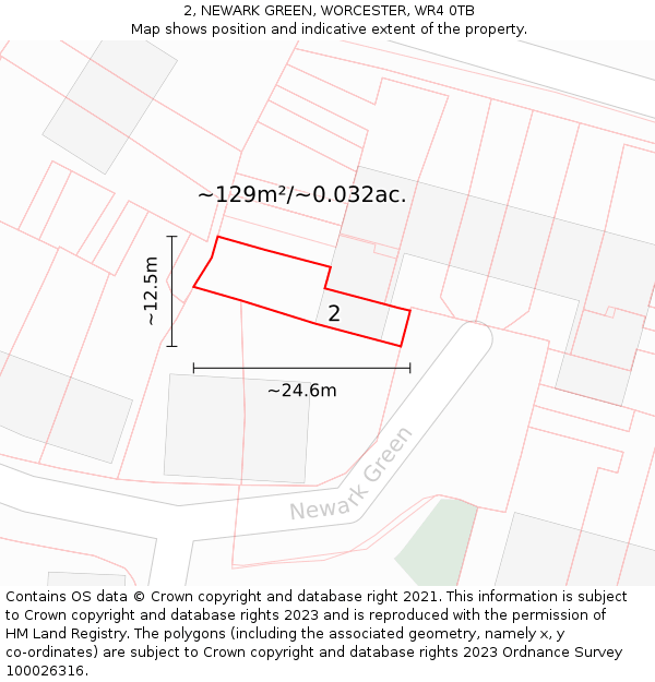 2, NEWARK GREEN, WORCESTER, WR4 0TB: Plot and title map