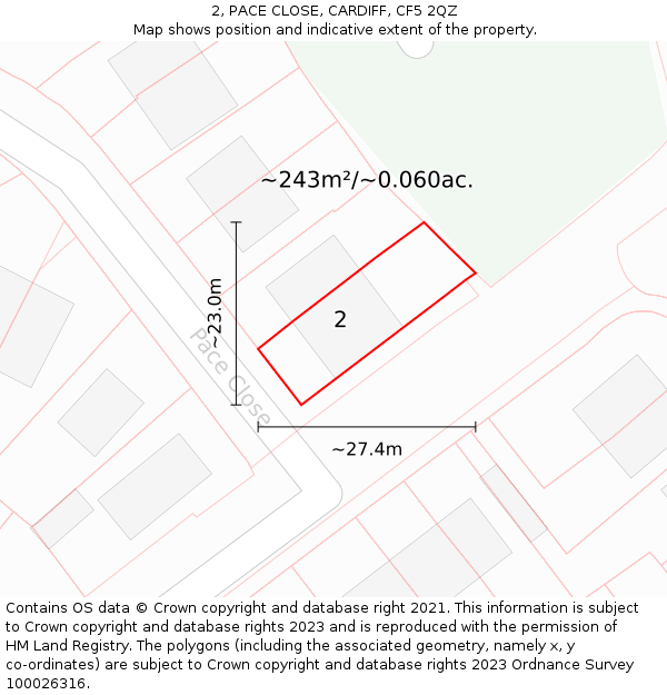 2, PACE CLOSE, CARDIFF, CF5 2QZ: Plot and title map