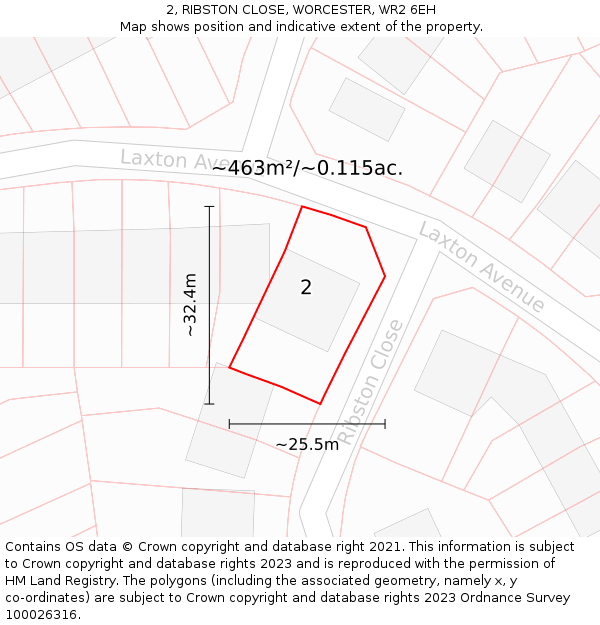 2, RIBSTON CLOSE, WORCESTER, WR2 6EH: Plot and title map