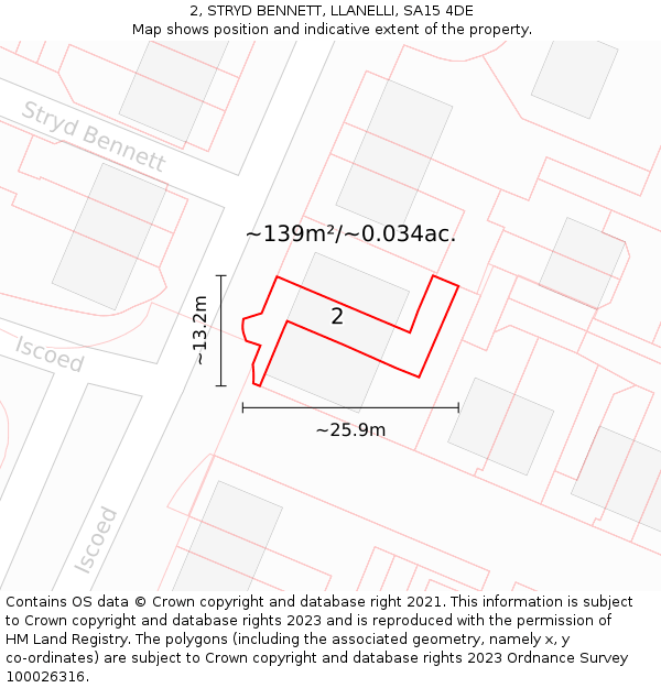 2, STRYD BENNETT, LLANELLI, SA15 4DE: Plot and title map