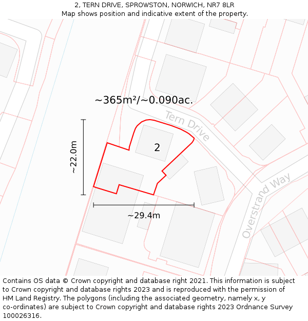 2, TERN DRIVE, SPROWSTON, NORWICH, NR7 8LR: Plot and title map