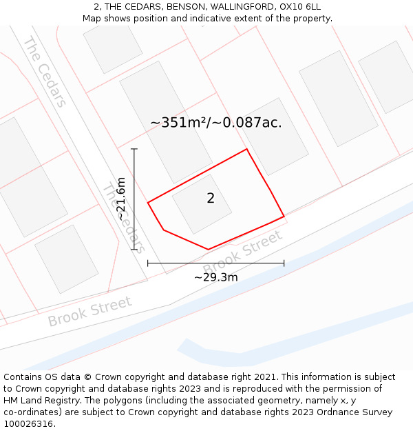 2, THE CEDARS, BENSON, WALLINGFORD, OX10 6LL: Plot and title map