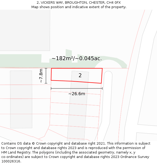 2, VICKERS WAY, BROUGHTON, CHESTER, CH4 0FX: Plot and title map