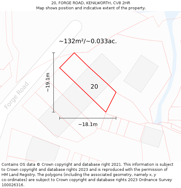 20, FORGE ROAD, KENILWORTH, CV8 2HR: Plot and title map