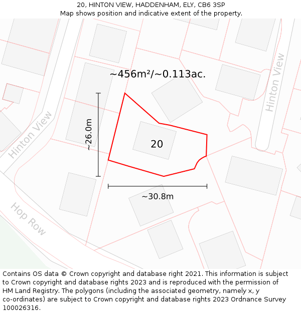 20, HINTON VIEW, HADDENHAM, ELY, CB6 3SP: Plot and title map