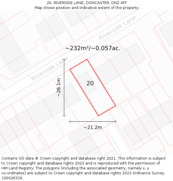 20, RIVERSIDE LANE, DONCASTER, DN2 4FF: Plot and title map