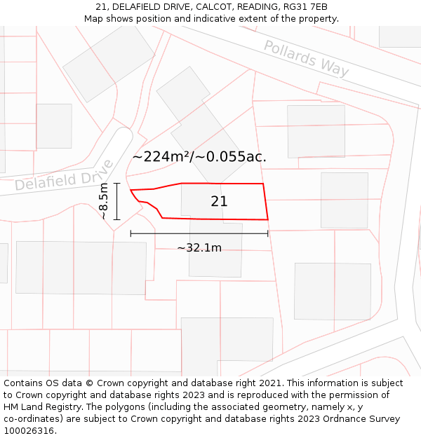 21, DELAFIELD DRIVE, CALCOT, READING, RG31 7EB: Plot and title map