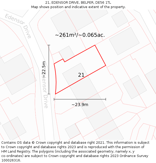 21, EDENSOR DRIVE, BELPER, DE56 1TL: Plot and title map