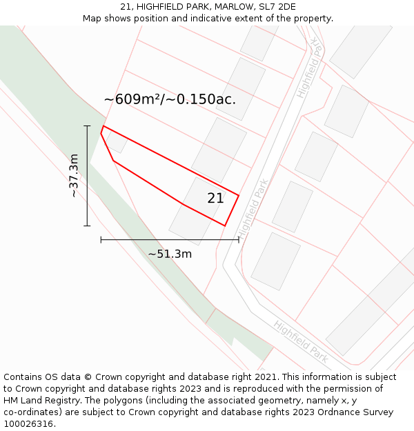 21, HIGHFIELD PARK, MARLOW, SL7 2DE: Plot and title map