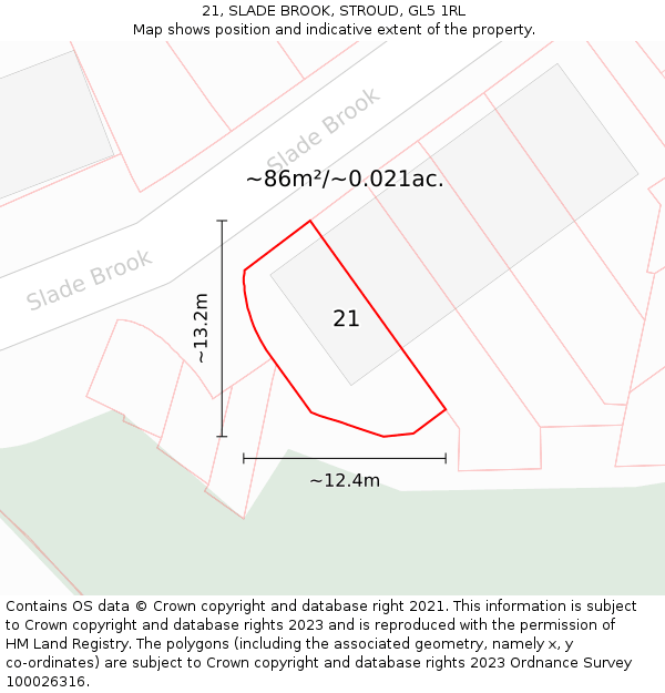 21, SLADE BROOK, STROUD, GL5 1RL: Plot and title map
