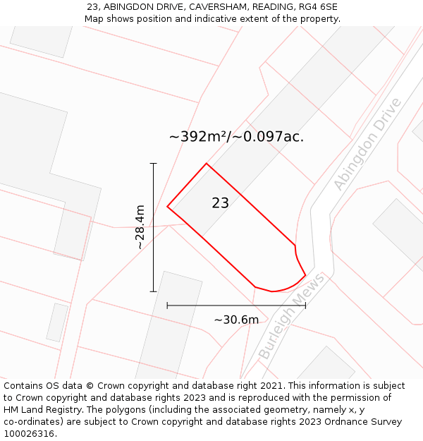 23, ABINGDON DRIVE, CAVERSHAM, READING, RG4 6SE: Plot and title map