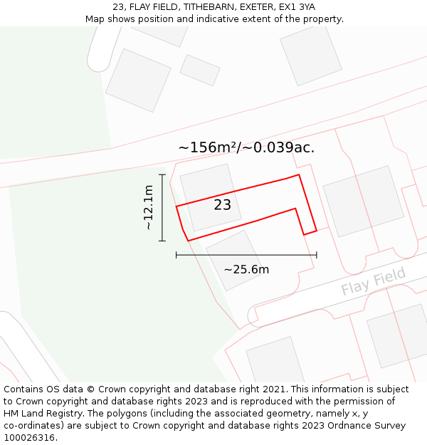 23, FLAY FIELD, TITHEBARN, EXETER, EX1 3YA: Plot and title map