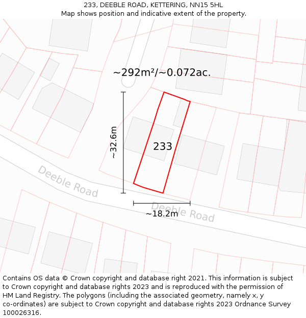 233, DEEBLE ROAD, KETTERING, NN15 5HL: Plot and title map