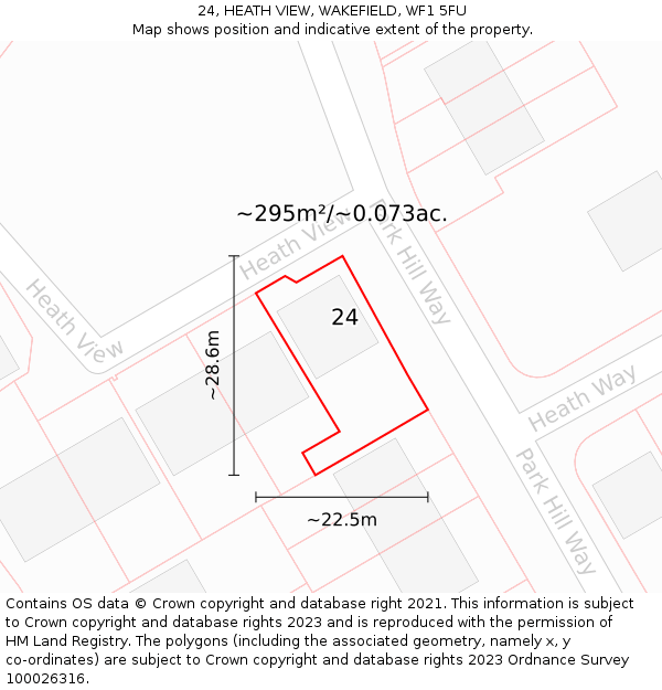 24, HEATH VIEW, WAKEFIELD, WF1 5FU: Plot and title map