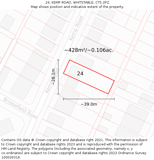 24, KEMP ROAD, WHITSTABLE, CT5 2PZ: Plot and title map