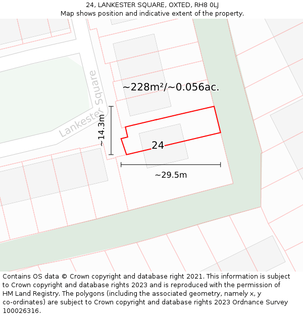 24, LANKESTER SQUARE, OXTED, RH8 0LJ: Plot and title map
