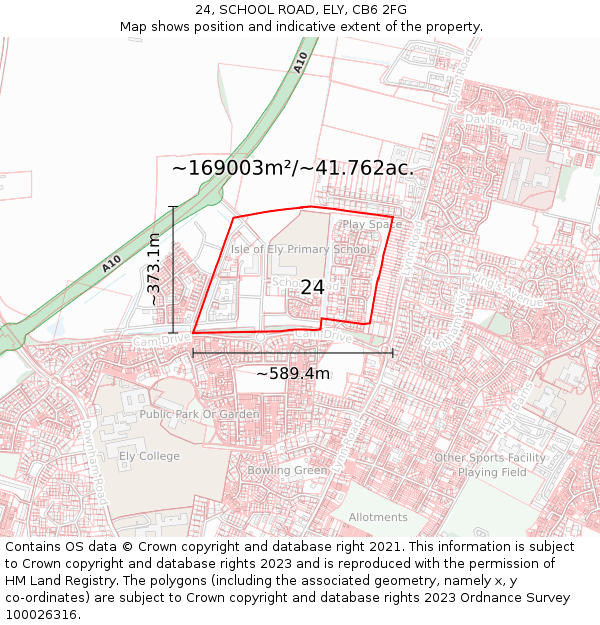 24, SCHOOL ROAD, ELY, CB6 2FG: Plot and title map