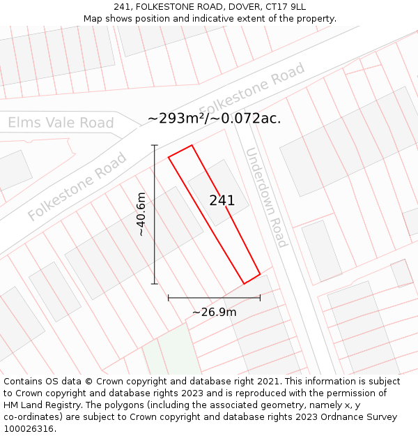 241, FOLKESTONE ROAD, DOVER, CT17 9LL: Plot and title map