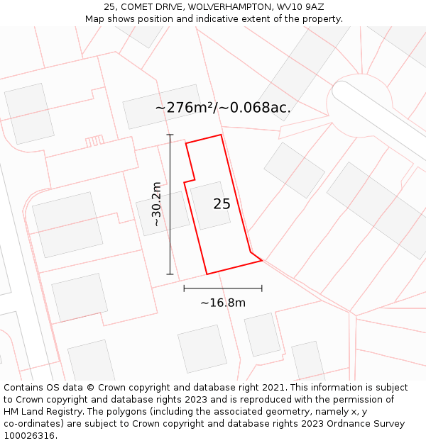 25, COMET DRIVE, WOLVERHAMPTON, WV10 9AZ: Plot and title map