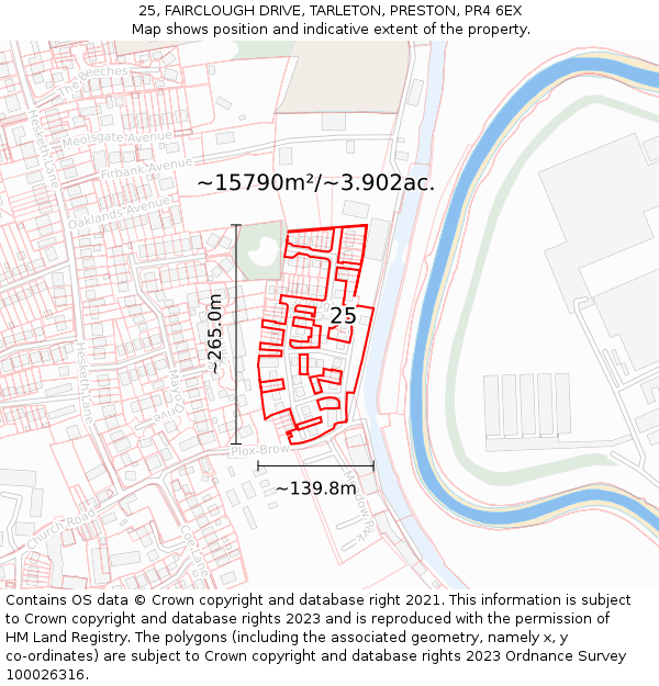 25, FAIRCLOUGH DRIVE, TARLETON, PRESTON, PR4 6EX: Plot and title map