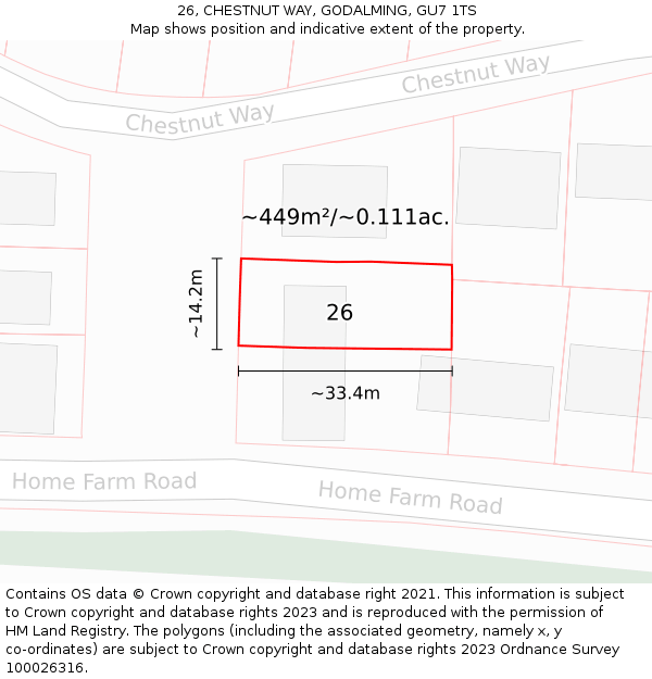 26, CHESTNUT WAY, GODALMING, GU7 1TS: Plot and title map