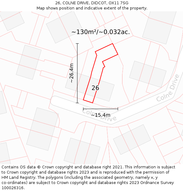 26, COLNE DRIVE, DIDCOT, OX11 7SG: Plot and title map
