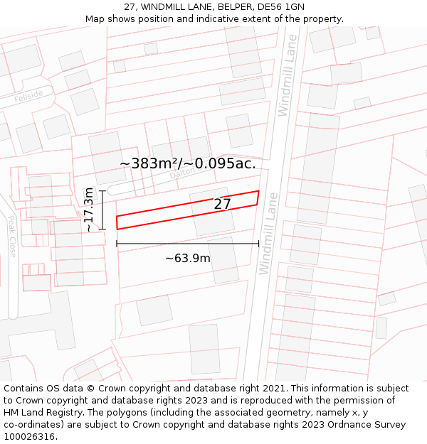 27, WINDMILL LANE, BELPER, DE56 1GN: Plot and title map