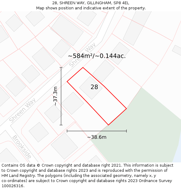 28, SHREEN WAY, GILLINGHAM, SP8 4EL: Plot and title map
