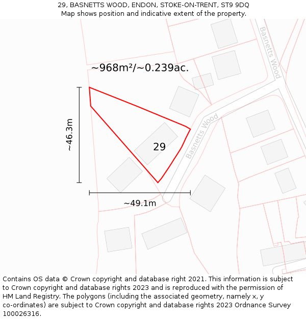 29, BASNETTS WOOD, ENDON, STOKE-ON-TRENT, ST9 9DQ: Plot and title map
